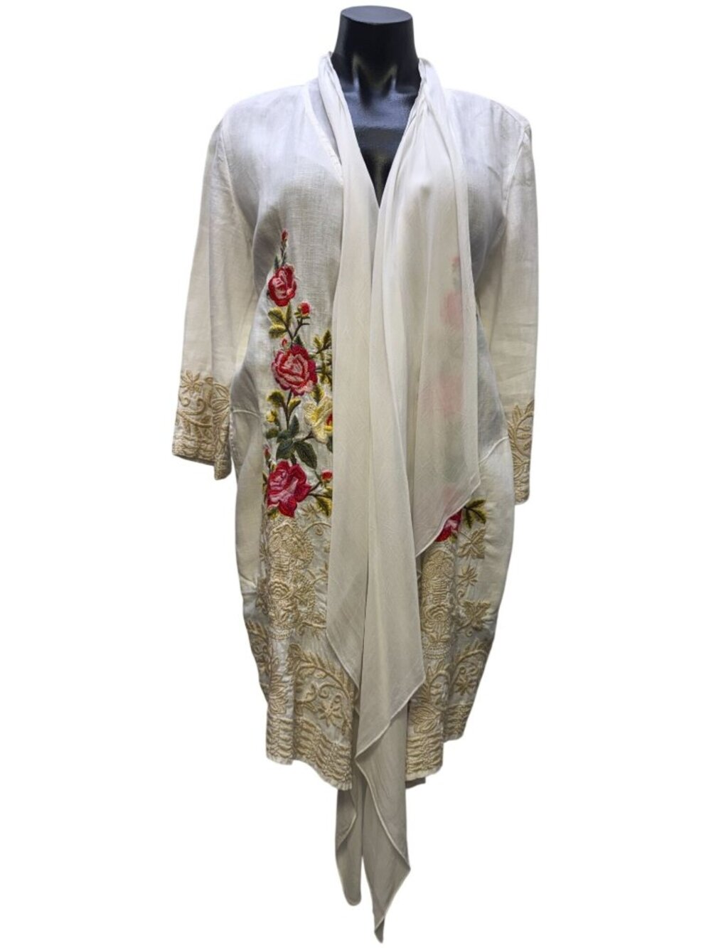 JW Los Angeles Embroidered Linen Cardigan With Floral Details M
